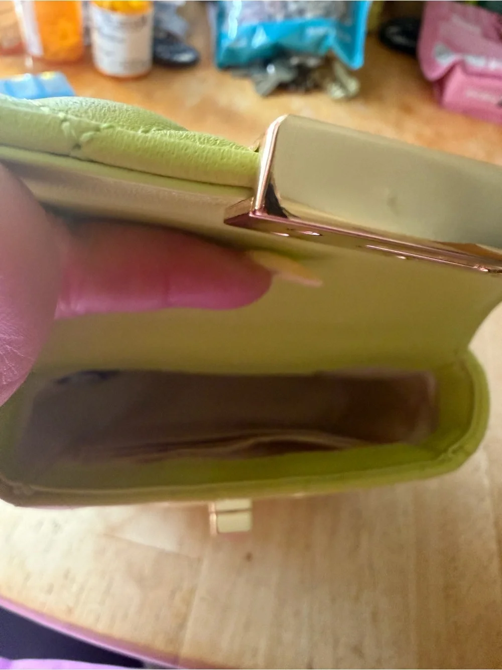 Kate Spade Quilted Crossbody Wallet in lime green